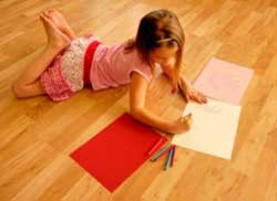 Flooring materials should match their use like the hardwood shown here in a family room used a lot