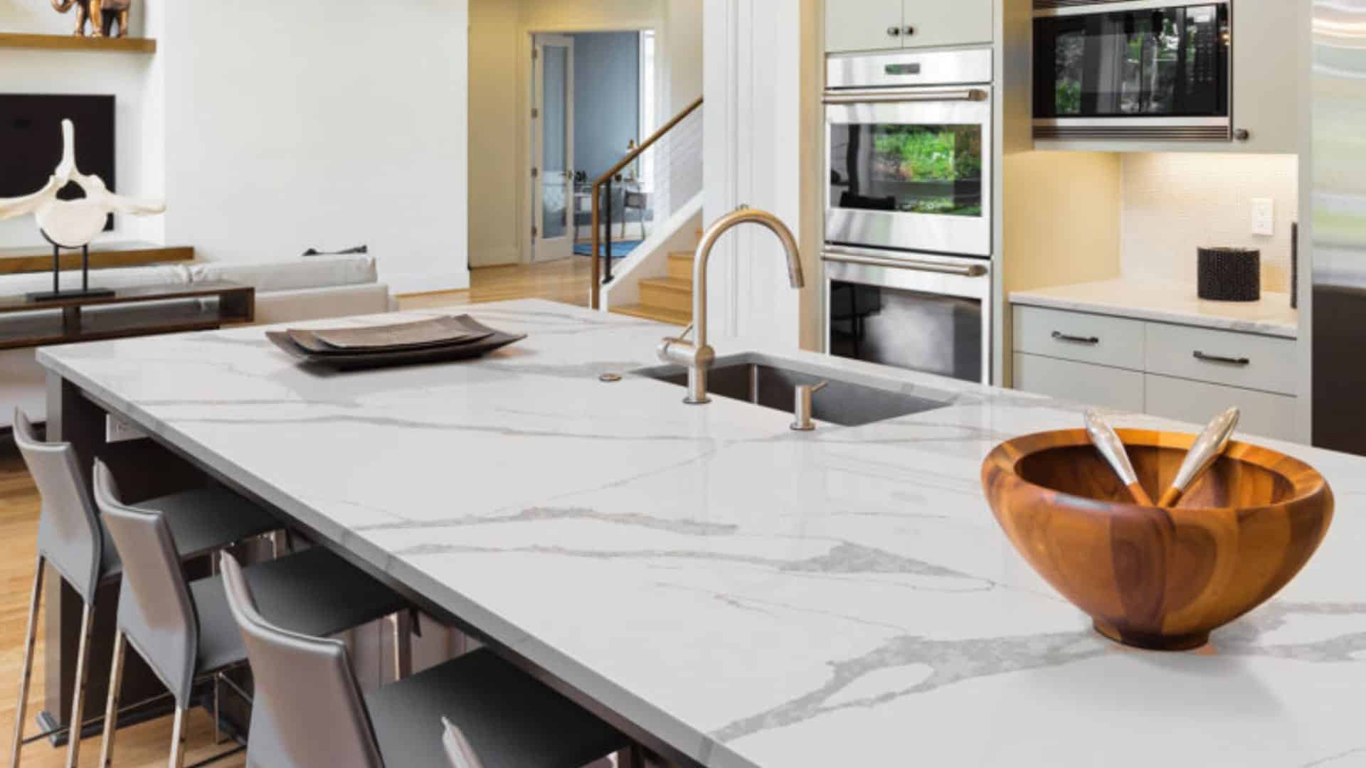 Calcatta marble is among the most luxurious countertop materials with it's light veins that flow naturally ...