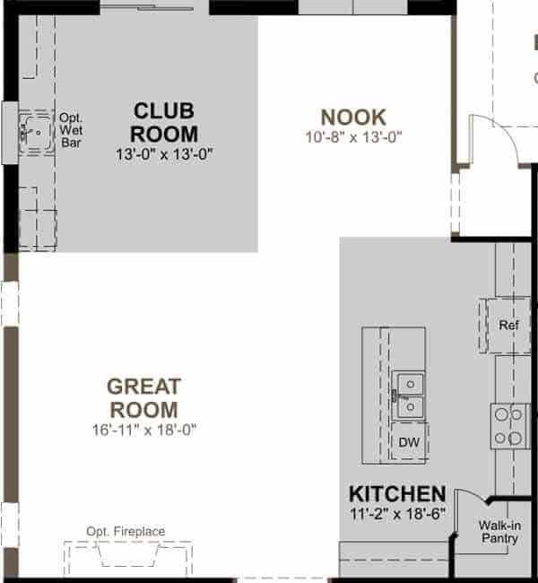 open floor plan provides maximum flexibility in where to set up dining space