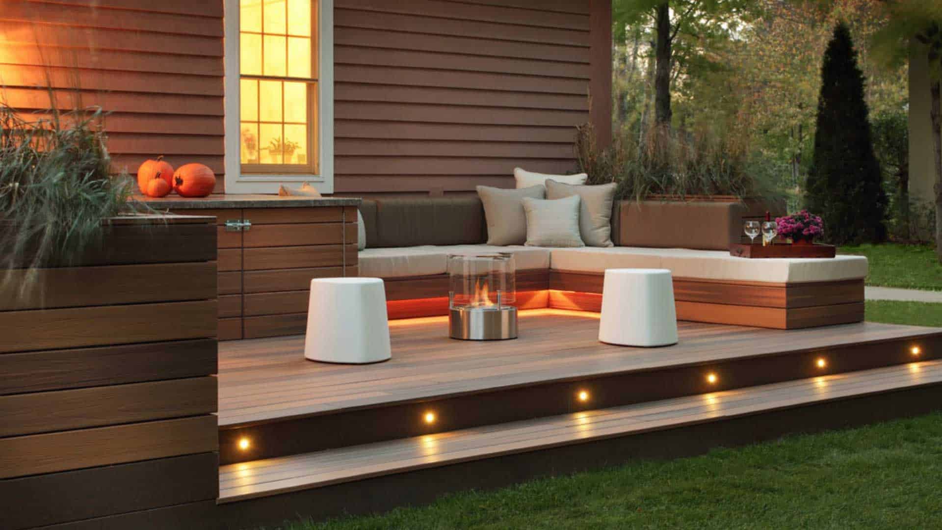 outdoor home decor can be enhanced with creative lighting