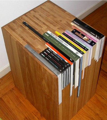 creative furniture with books embedded into side table