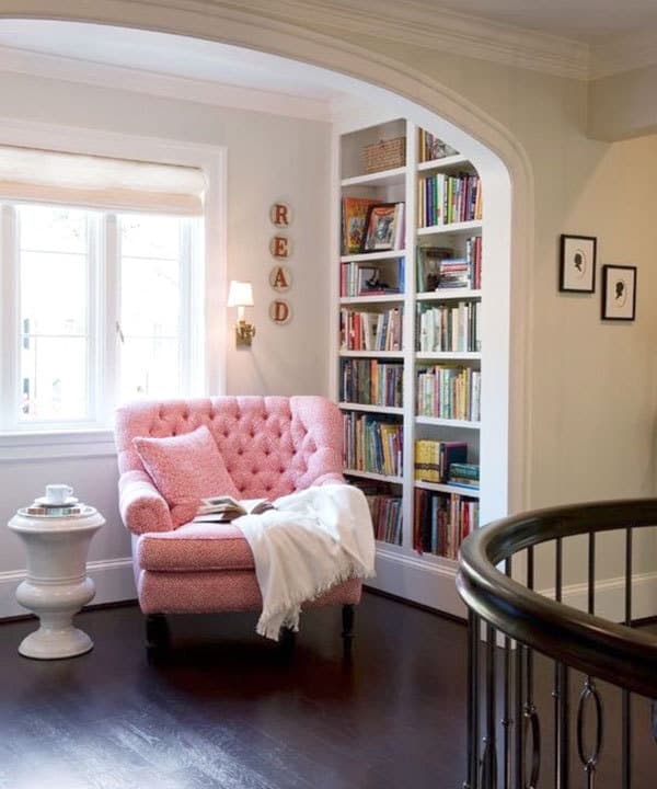 reading nooks can be tucked into small spaces like this hallway that might otherwise go unused they're a great spot for a woman cave