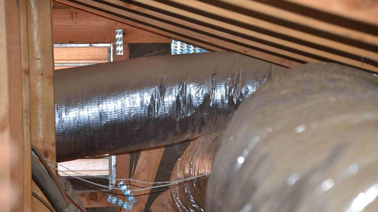 ductwork distributes conditioned air for the central air conditioner