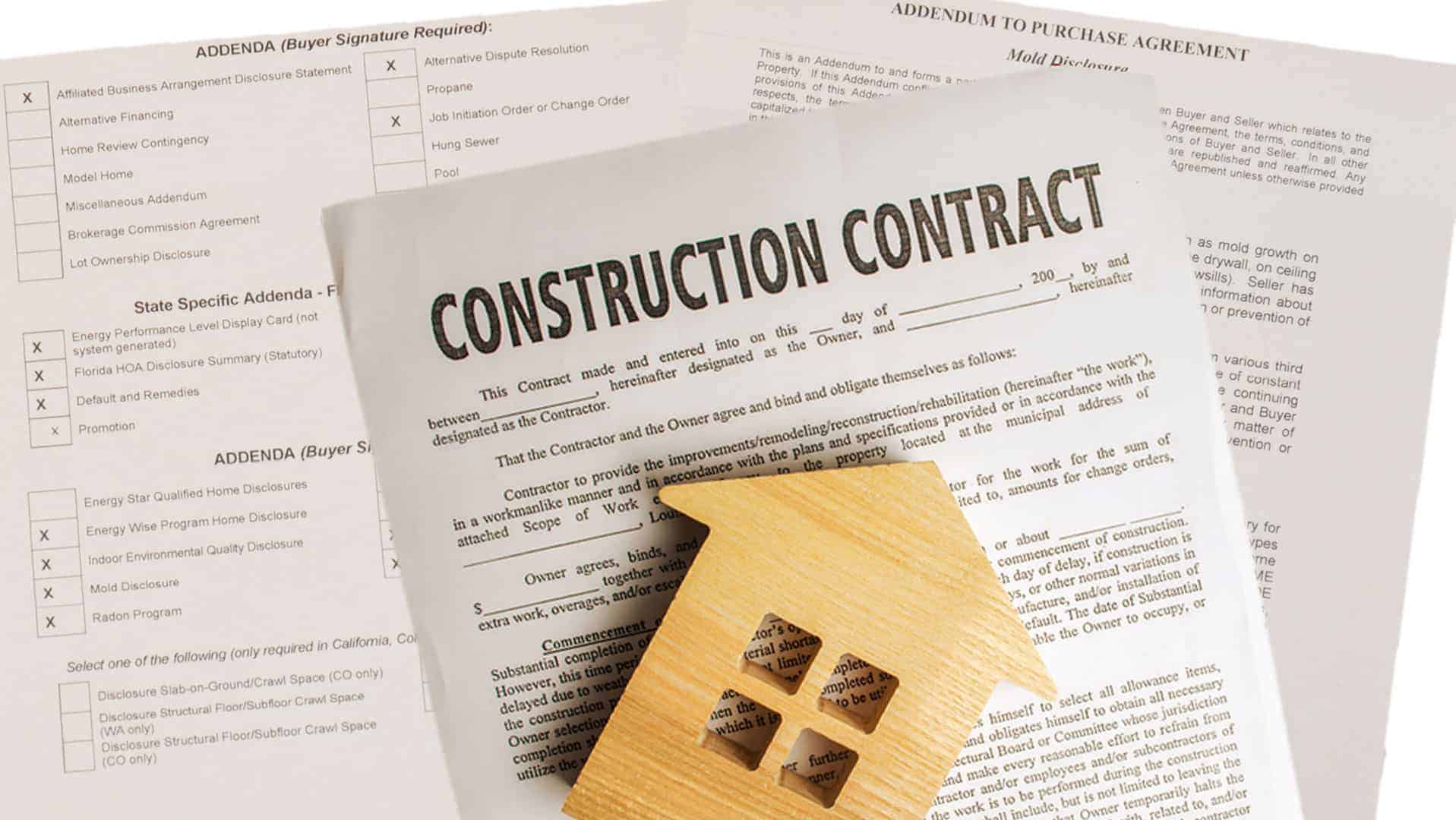 sample of paperwork for home building companies contract