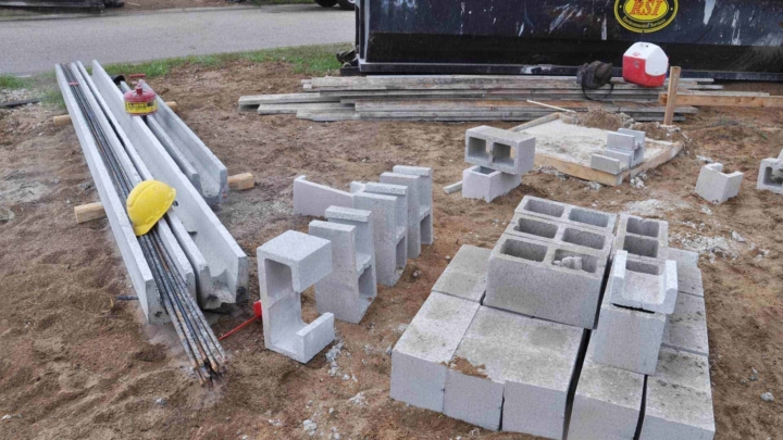 concrete block & lintels waiting to be installed