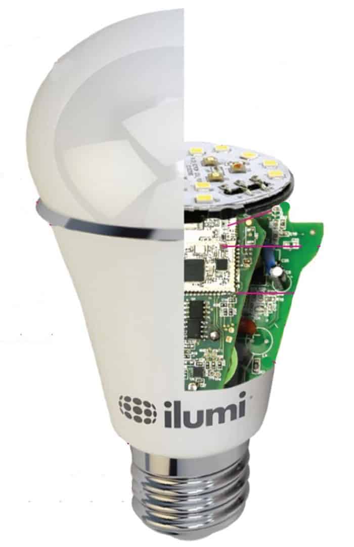 smart lighting can be integrated into a lightbulb as shown here