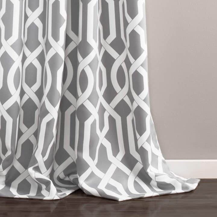 Puddling can work with curtains that have prints & geometric designs ,..