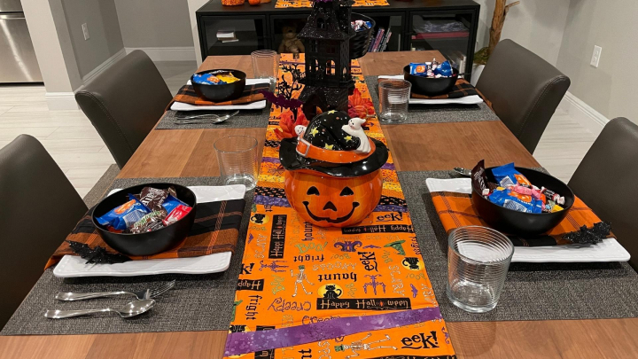 My Halloween tablescape designed around my quilted table runner ...